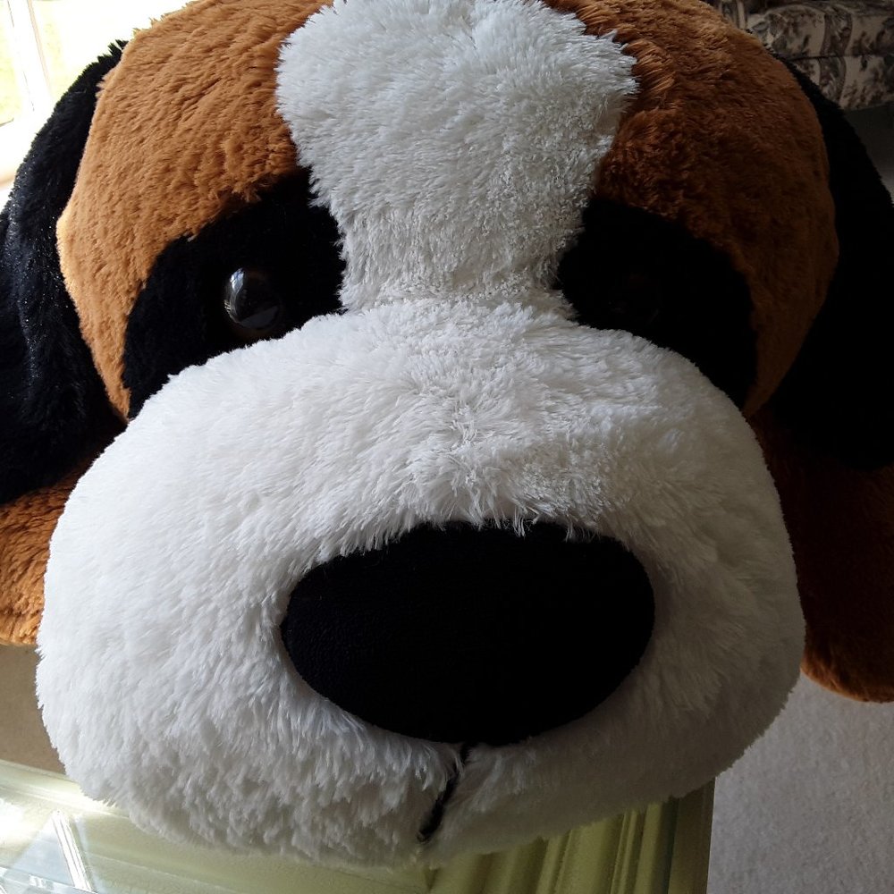 Giant Stuffed Dog, 50 Inches Long, Brown, White, & Black